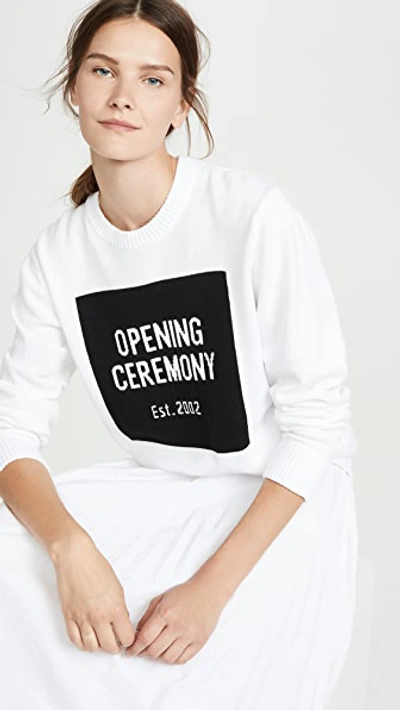 Shop Opening Ceremony Box Logo Crew Neck Sweater In White Multi