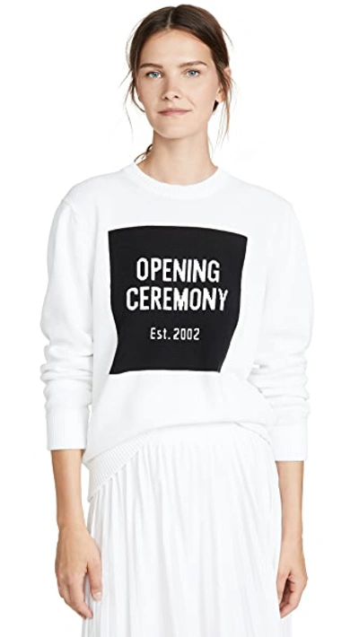 Shop Opening Ceremony Box Logo Crew Neck Sweater In White Multi