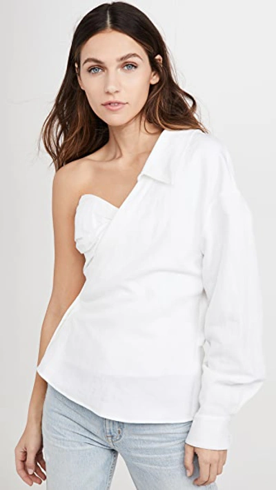 Shop Rta Chiara Asymmetric Corset Shirt In White