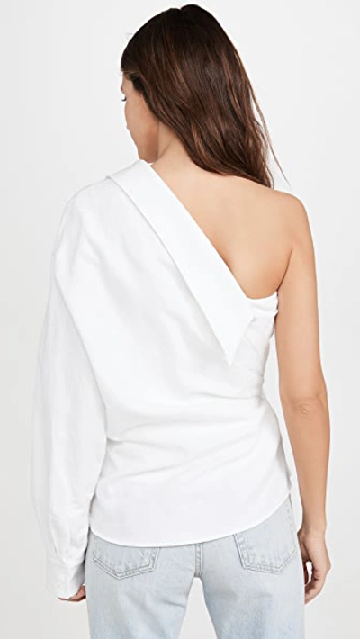 Shop Rta Chiara Asymmetric Corset Shirt In White