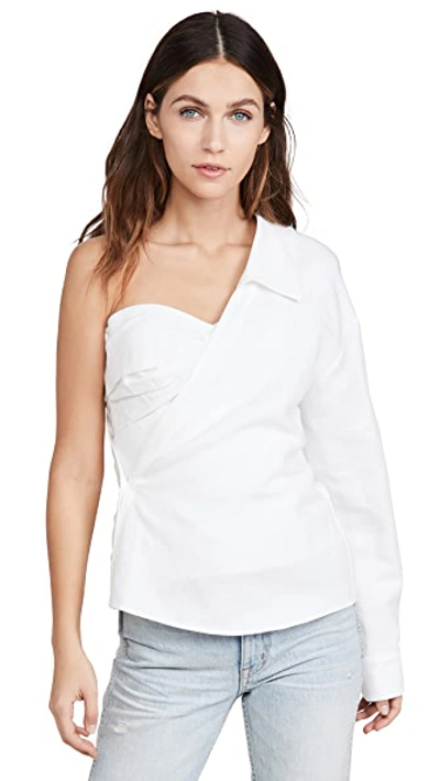 Shop Rta Chiara Asymmetric Corset Shirt In White