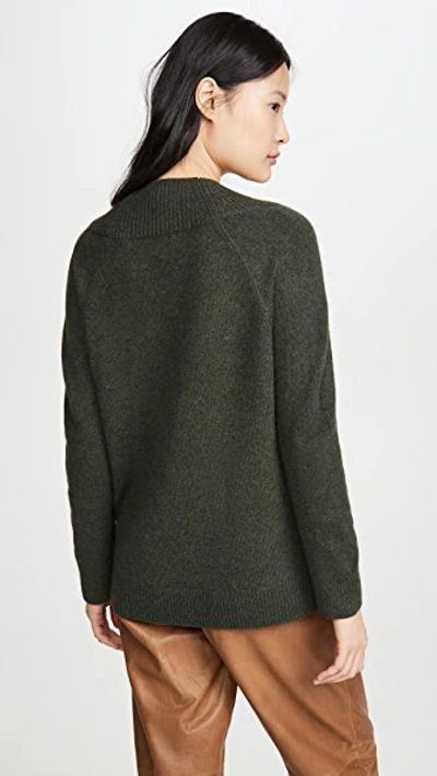 Shop Vince Ribbed Shawl Collar Tunic In Heather Moss