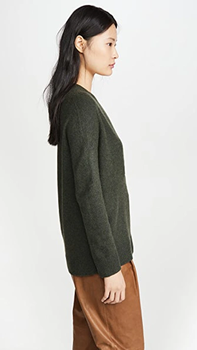 Shop Vince Ribbed Shawl Collar Tunic In Heather Moss