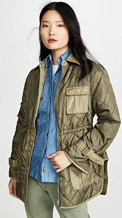 Shop Ganni Ripstop Quilt Jacket In Kalamata