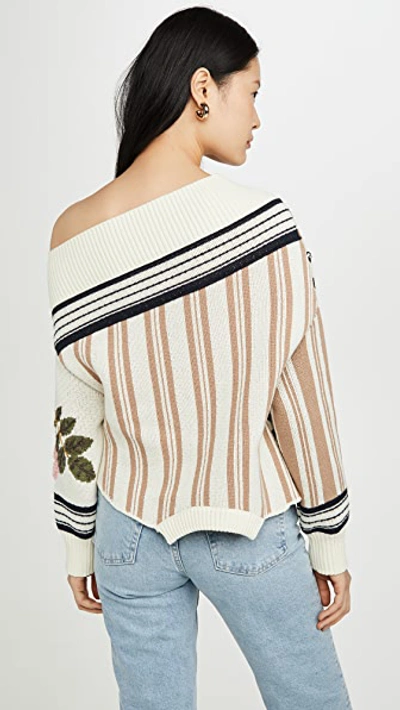 Upside Down Floral Intarsia Patch Sweater