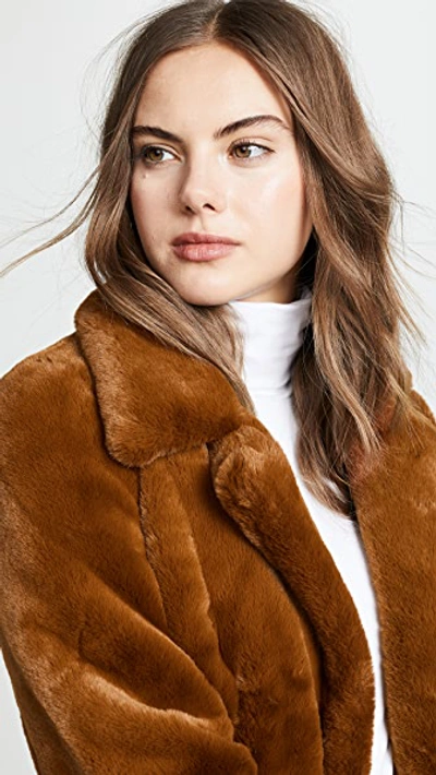 Shop Blank Denim Cropped Faux Fur Jacket Milk Chocolate