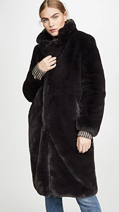 Shop Apparis Siena Faux Fur Coat In Eboni