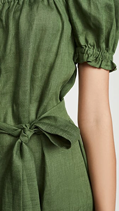 Shop Sleeper Brigitte Linen Midi Dress In Green