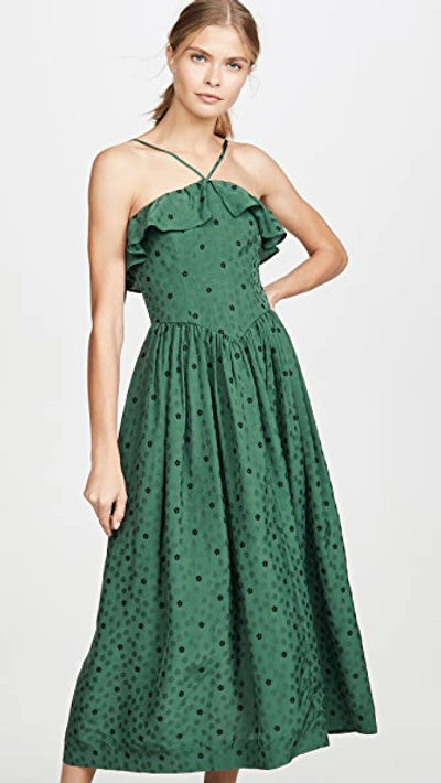 Shop Alexa Chung Halterneck Dress In Bottle Green