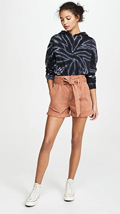 Shop Amo Paperbag Shorts In Suntan