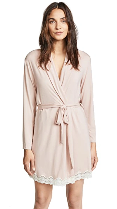 Shop Eberjey Lady Godiva Robe In Pink Clay/off White