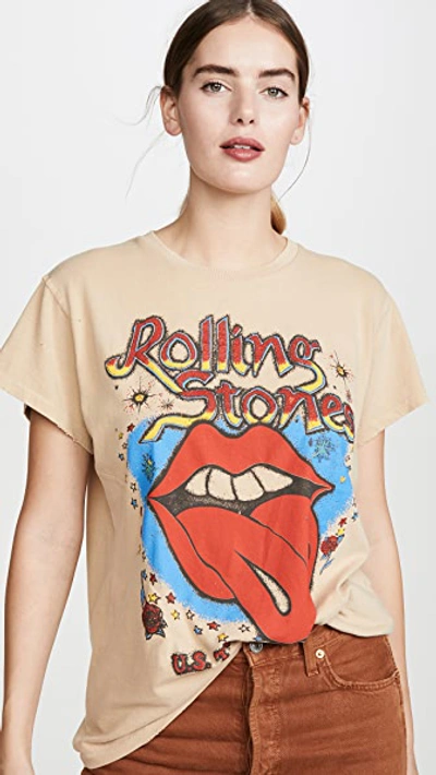 Shop Madeworn Rolling Stones Glitter Tee In Taupe