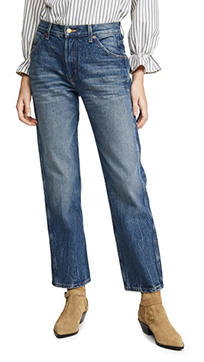 Shop B Sides Georgia Mid High Straight Leg Jeans In Klein Dark Vintage