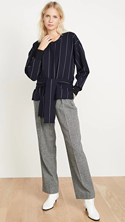 Shop 3.1 Phillip Lim / フィリップ リム Long Sleeve Striped Pullover In Navy/khaki