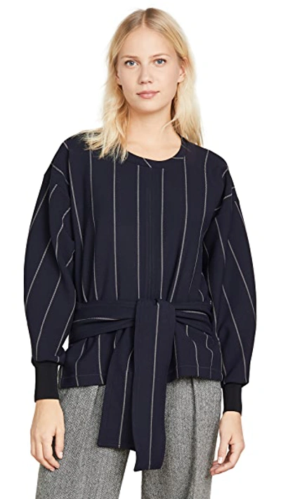 Shop 3.1 Phillip Lim / フィリップ リム Long Sleeve Striped Pullover In Navy/khaki