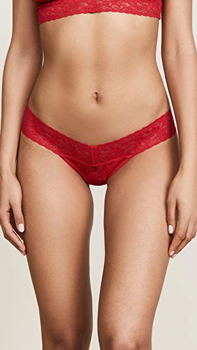 Shop Hanky Panky Signature Lace Low Rise Thong In Red