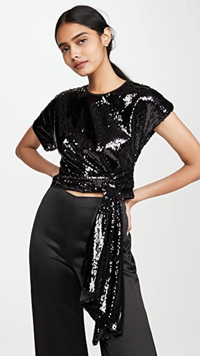 Shop Alice Mccall Electric Orchid Sequined Top In Black