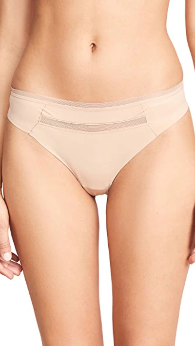 Shop Calvin Klein Underwear Invisibles With Mesh Thong In Bare