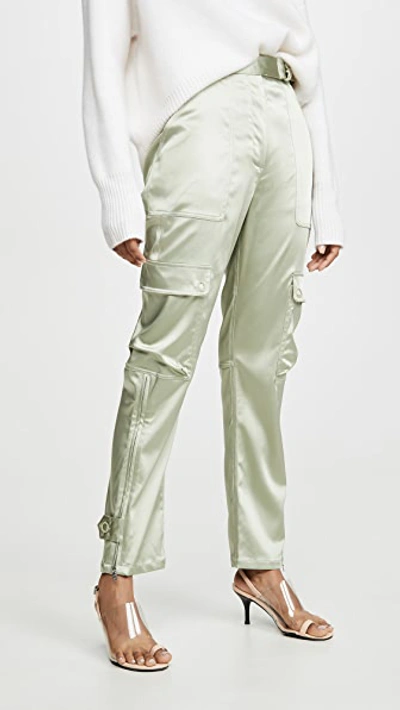 Shop Jonathan Simkhai Structured Sateen Utility Pants In Utility Green