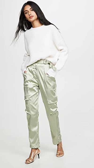 Shop Jonathan Simkhai Structured Sateen Utility Pants In Utility Green