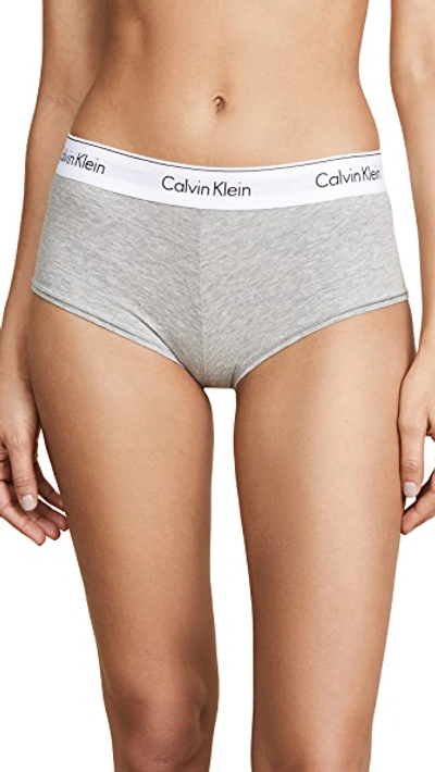 Shop Calvin Klein Underwear Modern Cotton Boy Shorts In Grey Heather