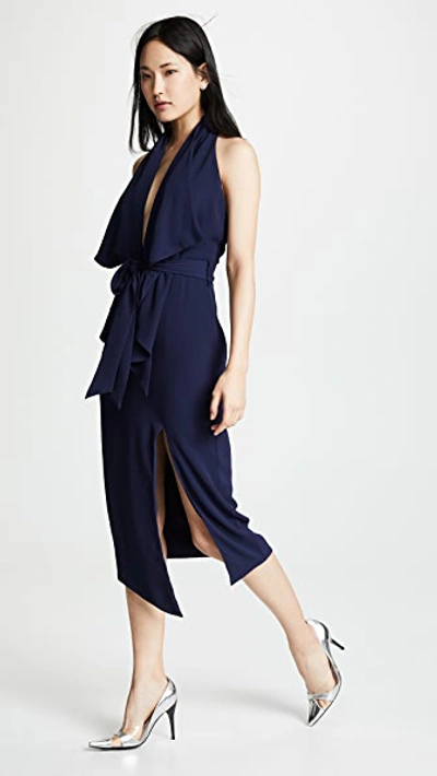 Shop Misha Collection Lorena Dress In Navy