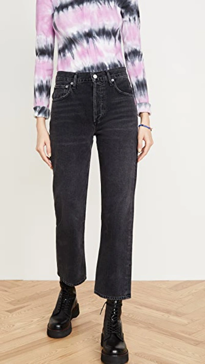 Shop Agolde Ripley Mid Rise Straight Jeans In Phantogram