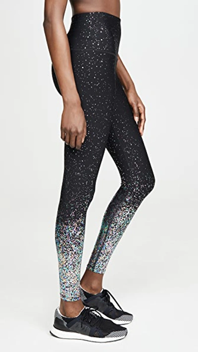 Shop Beyond Yoga High Waisted Alloy Ombre Midi Leggings In Black Iridescent Sparkle