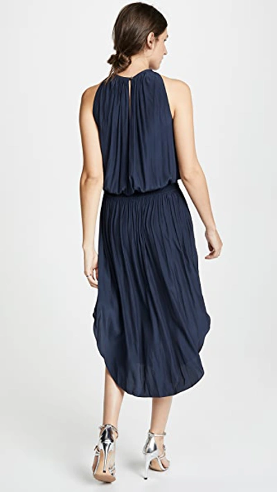 Ramy Brook Audrey Sleeveless Blouson Midi Dress In Navy