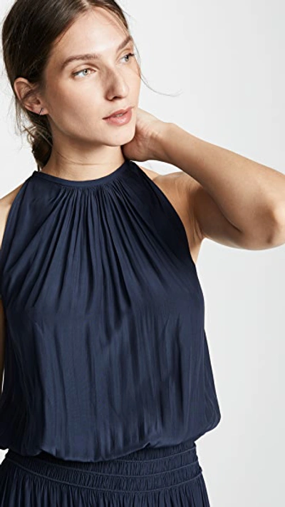 Ramy Brook Audrey Sleeveless Blouson Midi Dress In Navy
