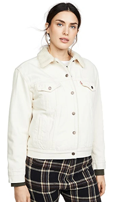 Shop Levi's Ex-boyfriend Sherpa Trucker Jacket In Icy Ecru