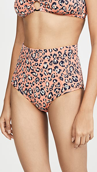 coral high waisted bikini bottoms