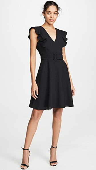 black halo hailey belted dress