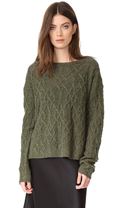 Shop Nili Lotan Cheyenne Cashmere Sweater In Army Green Melange