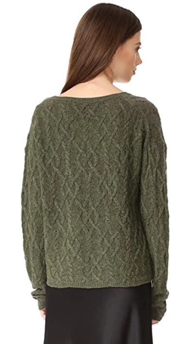 Shop Nili Lotan Cheyenne Cashmere Sweater In Army Green Melange