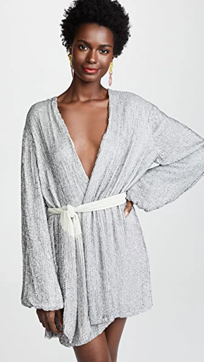 Shop Retroféte Gabrielle Sequin Robe In Silver
