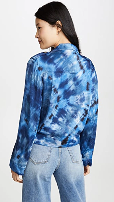 Shop Raquel Allegra Cargo Jacket In Sea Tie Dye