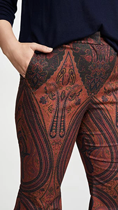 Shop Adam Lippes Printed High Waisted Flare Pants In Rust Paisley