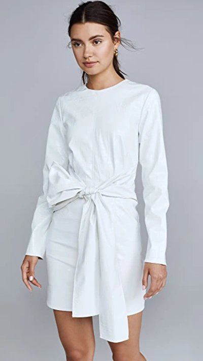 Shop Msgm Waist Tie Dress In White