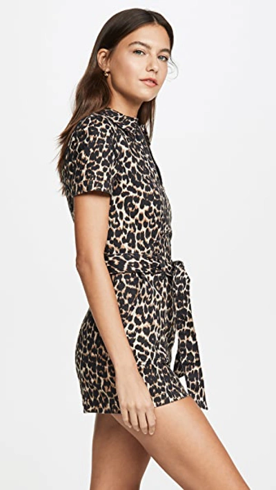 Shop Alice And Olivia Gorgeous Shorts Jumpsuit In Leopard