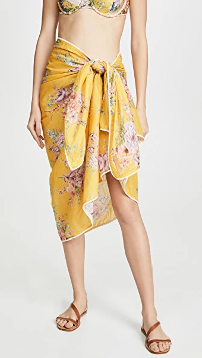 Shop Zimmermann Printed Sarong In Golden Floral