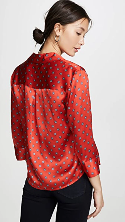 Shop L Agence Jil Crop Blouse In Royal Red Maestro