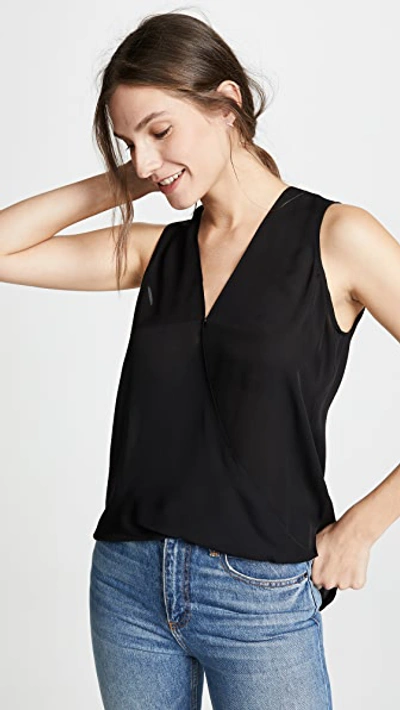 Shop L Agence Mila Draped Sleeveless Blouse In Black