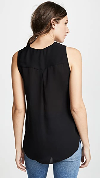 Shop L Agence Mila Draped Sleeveless Blouse In Black
