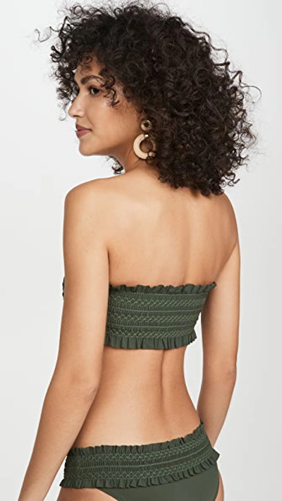 Shop Tory Burch Costa Bandeau Bikini Top In Green Olive/green Olive