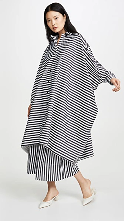 Shop Rosetta Getty Oversized Caftan Shirtdress In Black/white