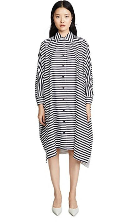 Shop Rosetta Getty Oversized Caftan Shirtdress In Black/white