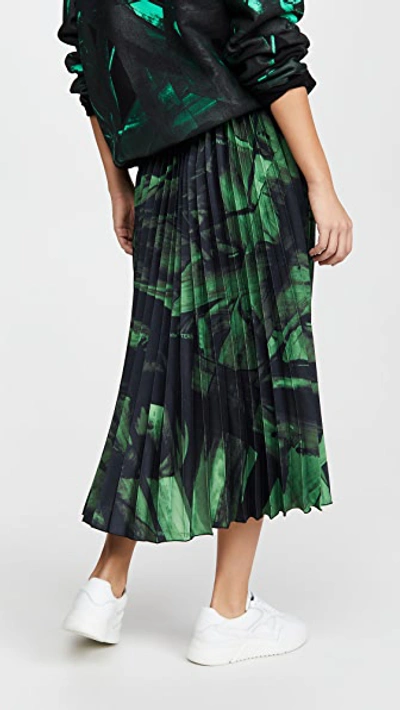 Shop Off-white Green Brushstroke Plisse Skirt In Black Green