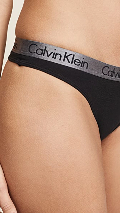 Shop Calvin Klein Underwear Radiant Cotton Thong In Black