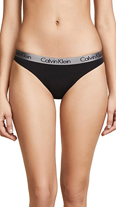 Shop Calvin Klein Underwear Radiant Cotton Thong In Black
